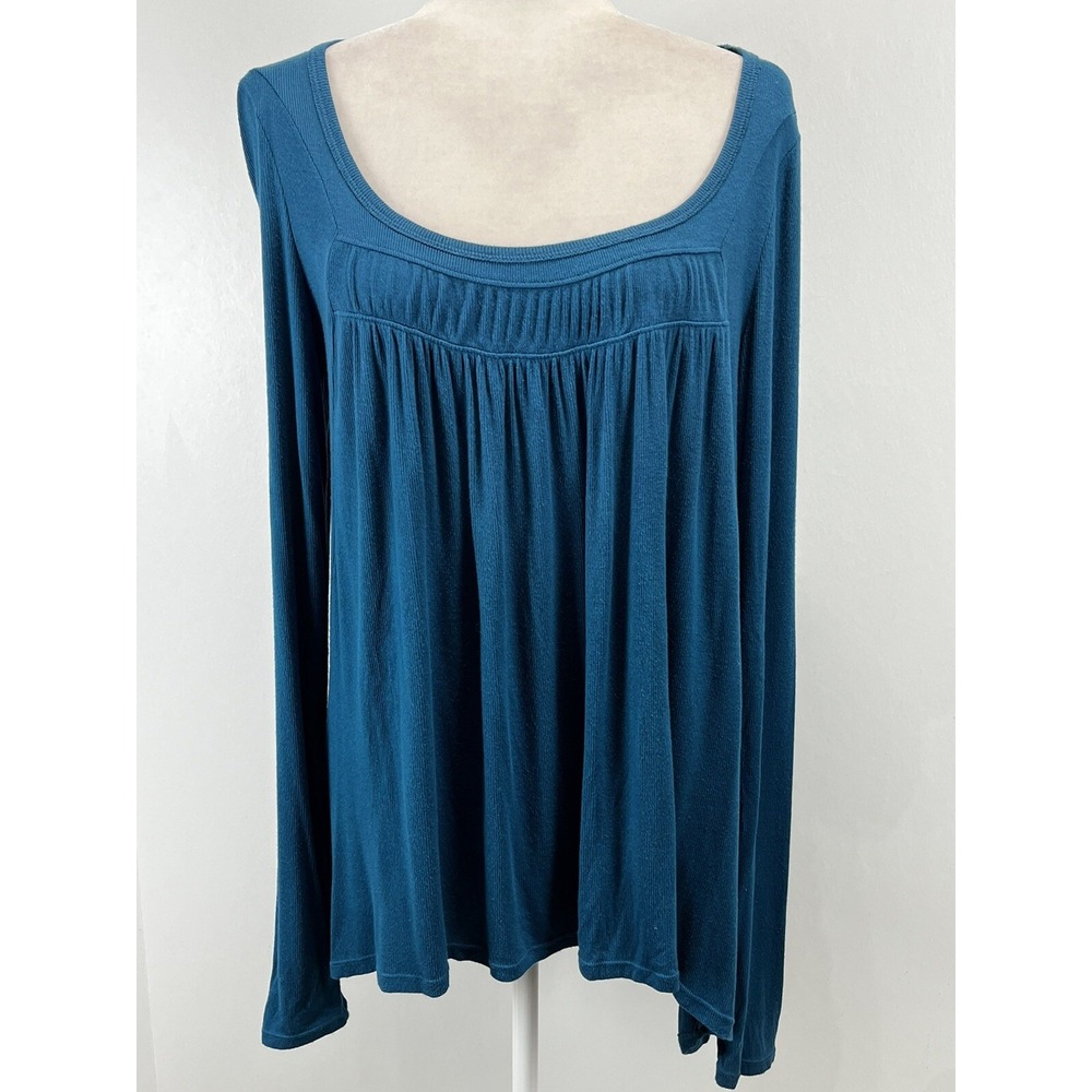 We The Free People Love Valley Tunic Top Shirt Sz M READ Teal Long Sleeve Boho